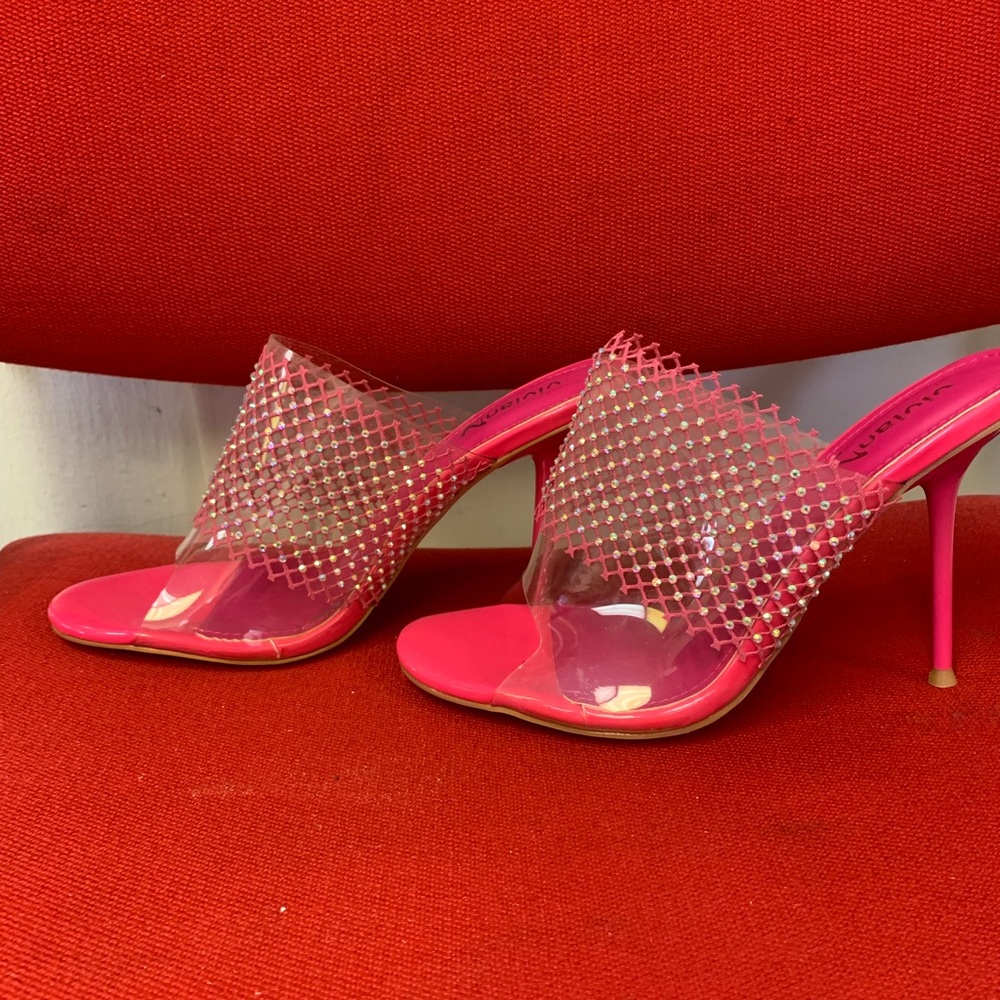 Stylish Pink Heels with Clear Accents